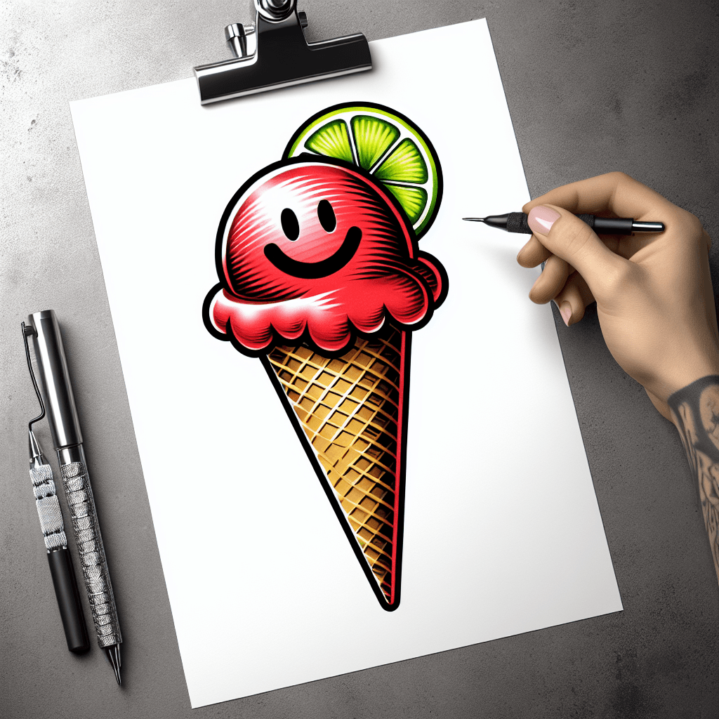 ice cream cone with a smiley face