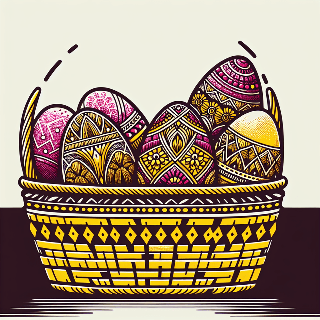 dyed easter eggs in a basket