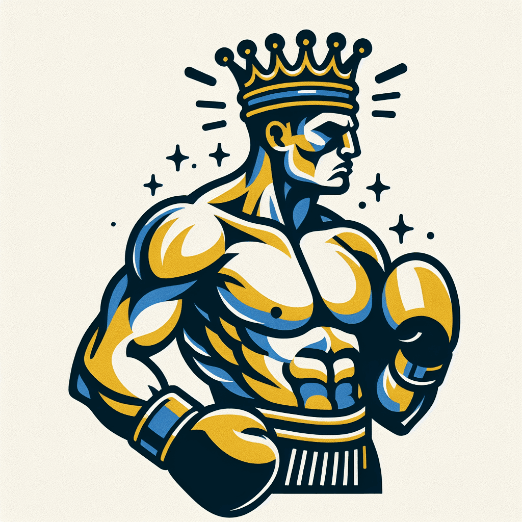 a boxer wearing a crown