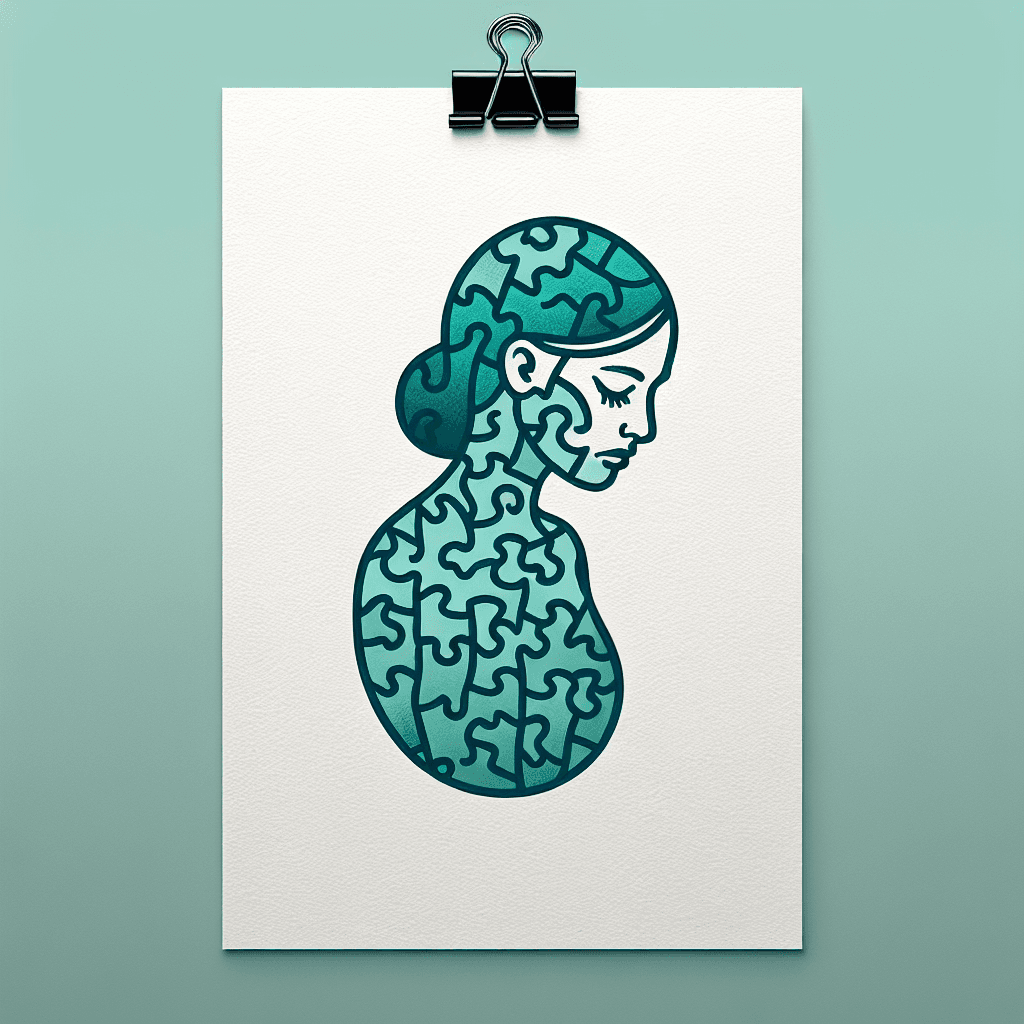 sad woman made of puzzle pieces