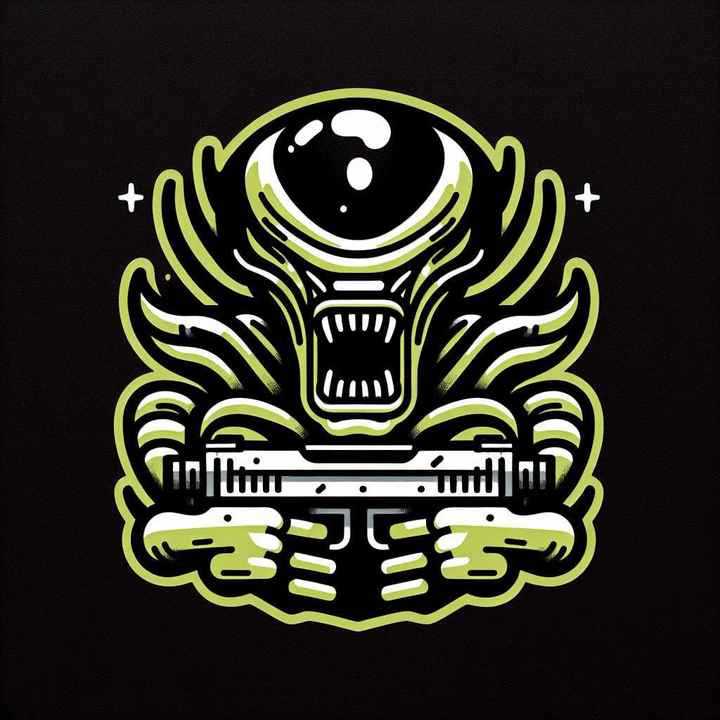 xenomorph’s inner mouth holding a gun