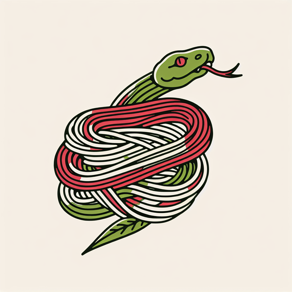 snake made of spaghetti