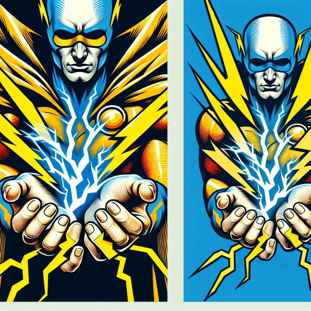 superhero with electric hands