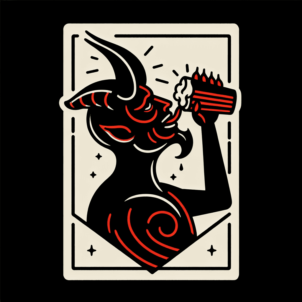 satan drinkin beer