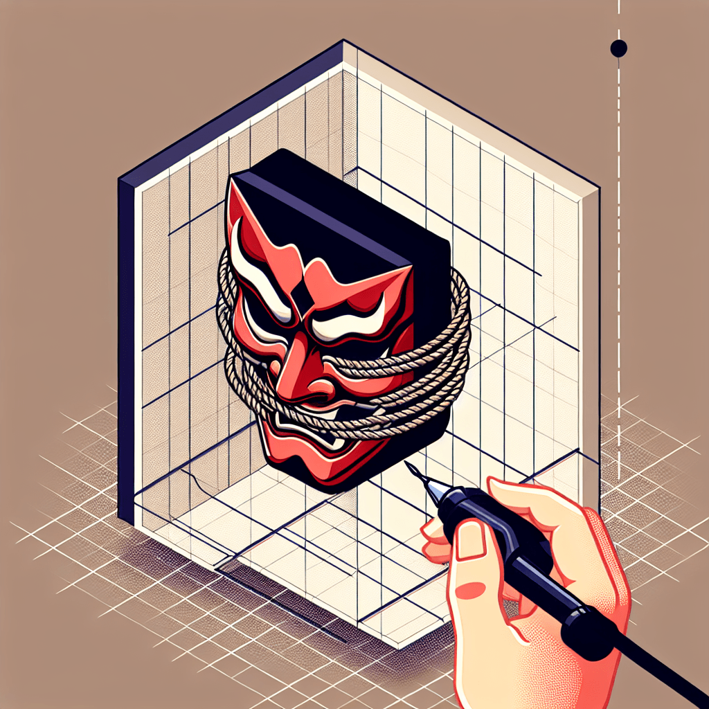 create a tattoo of kakashi's anbu mask from naruto, mask with ropes, isometric perspective