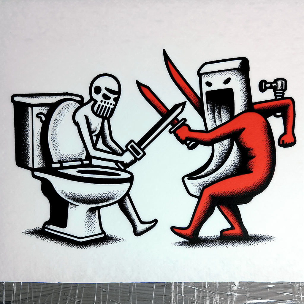 killer toilet fighting a killer urinal
