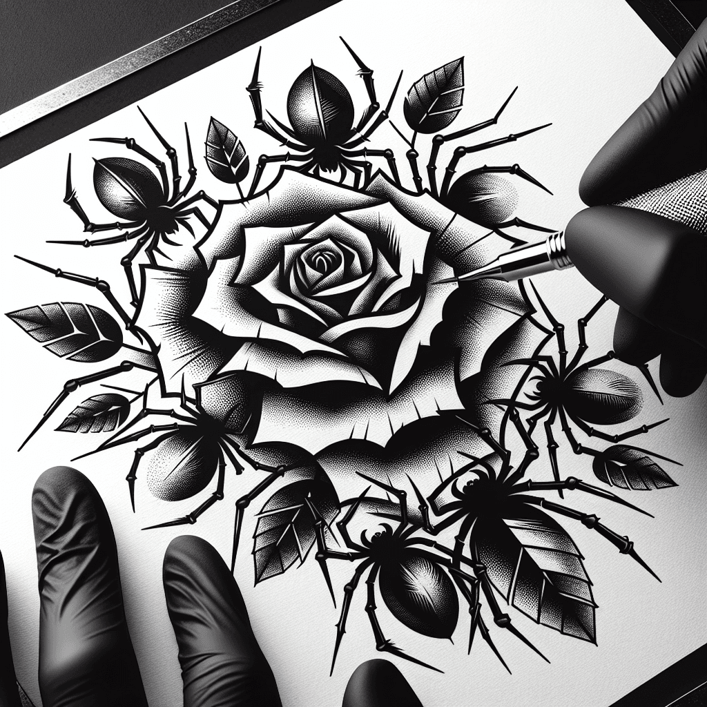 a rose made of spiders