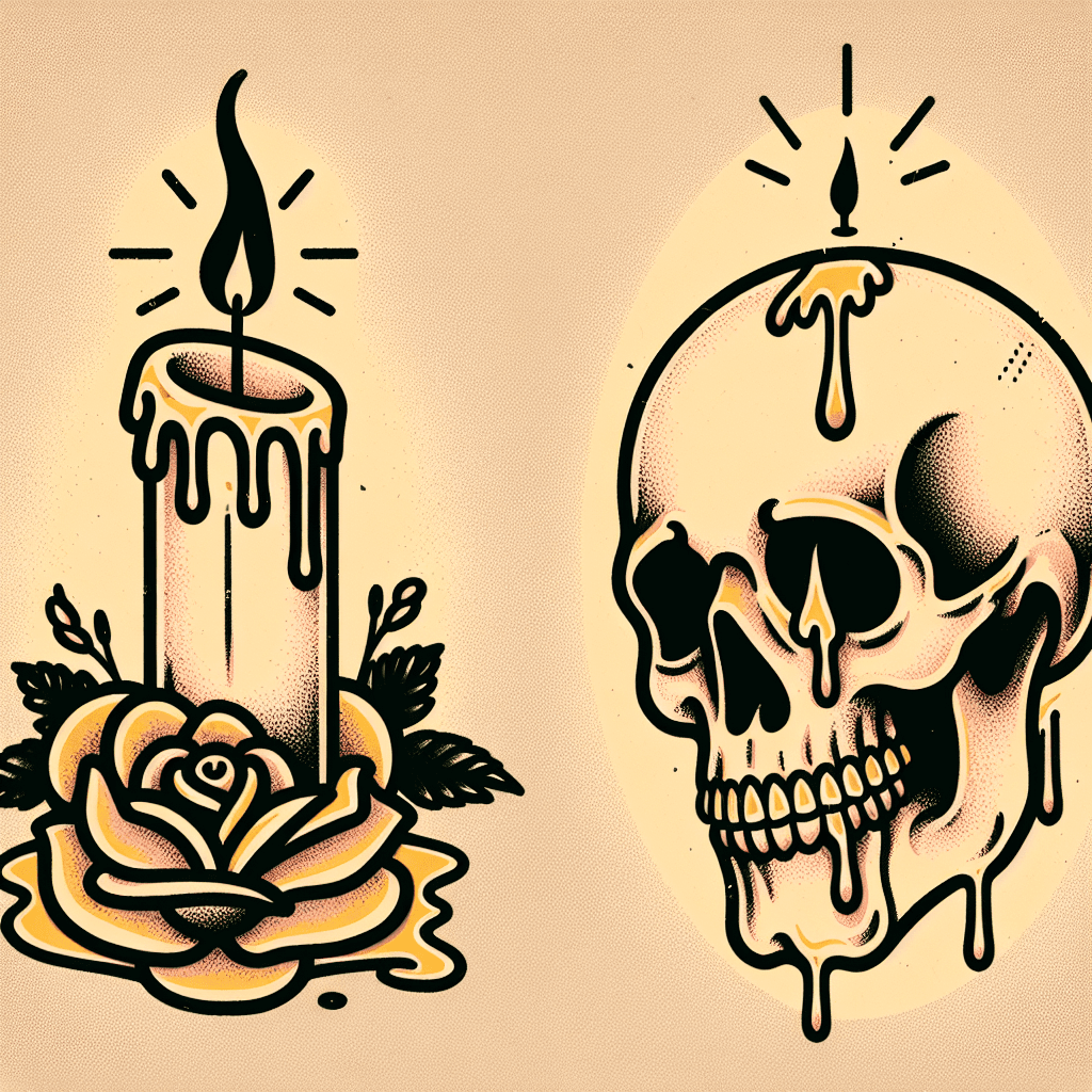 melting candle next to a skull