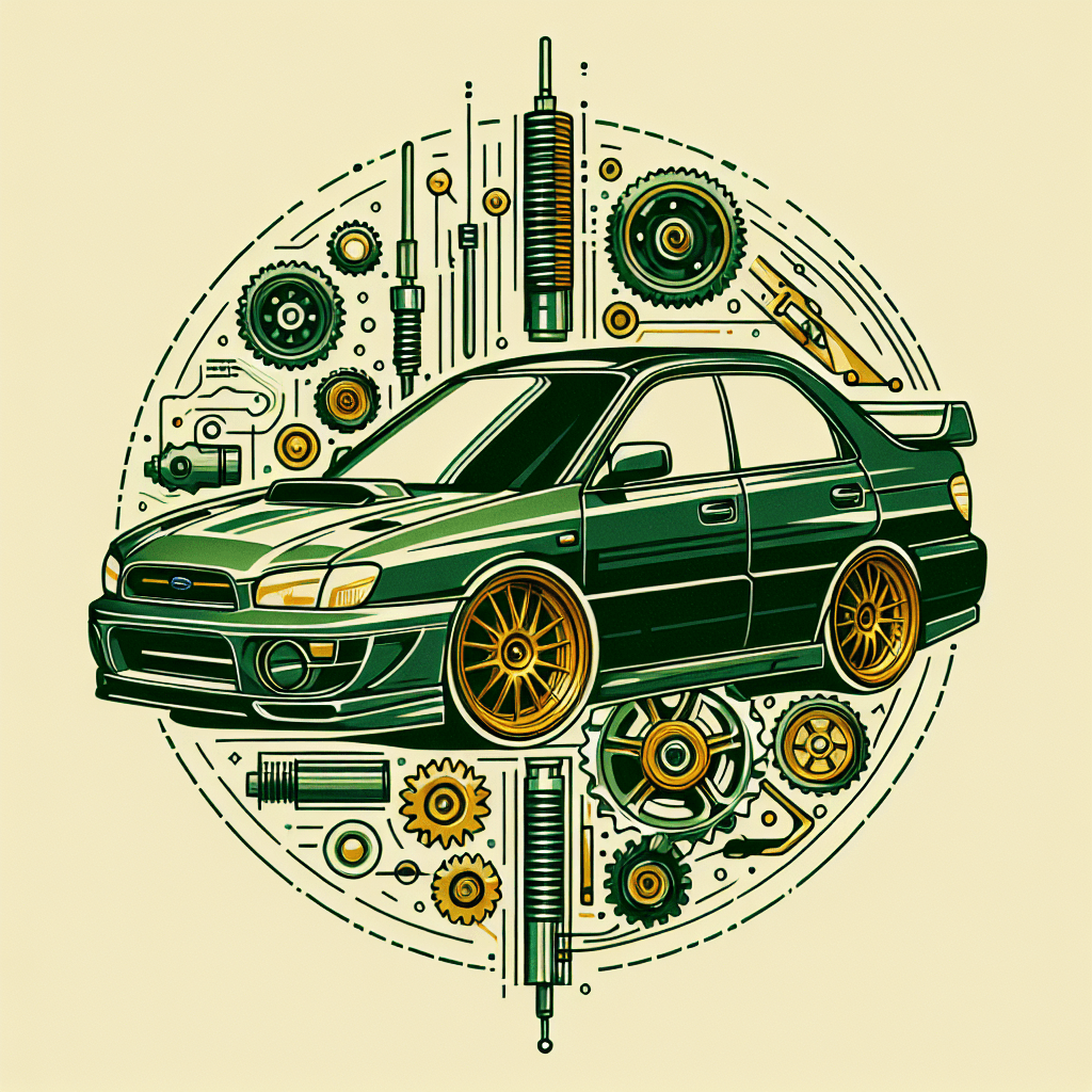 a green subaru legacy first generate with a golden rim