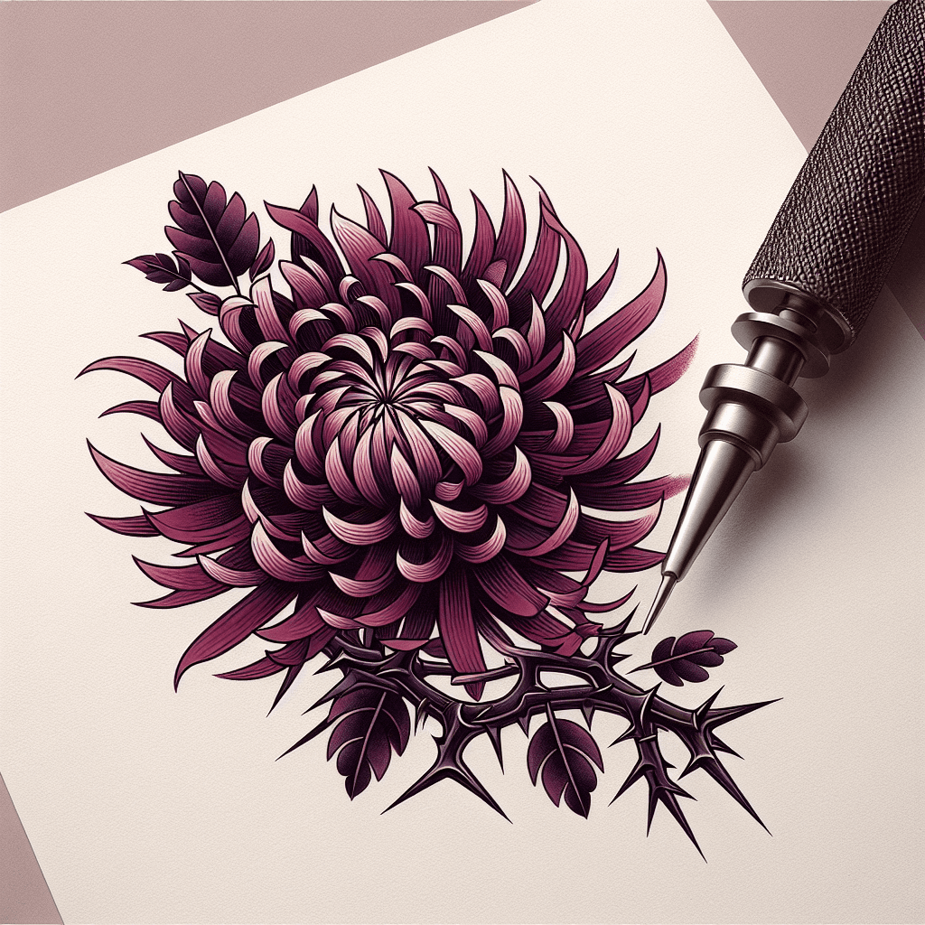 chrysanthemum wrapped in thorns