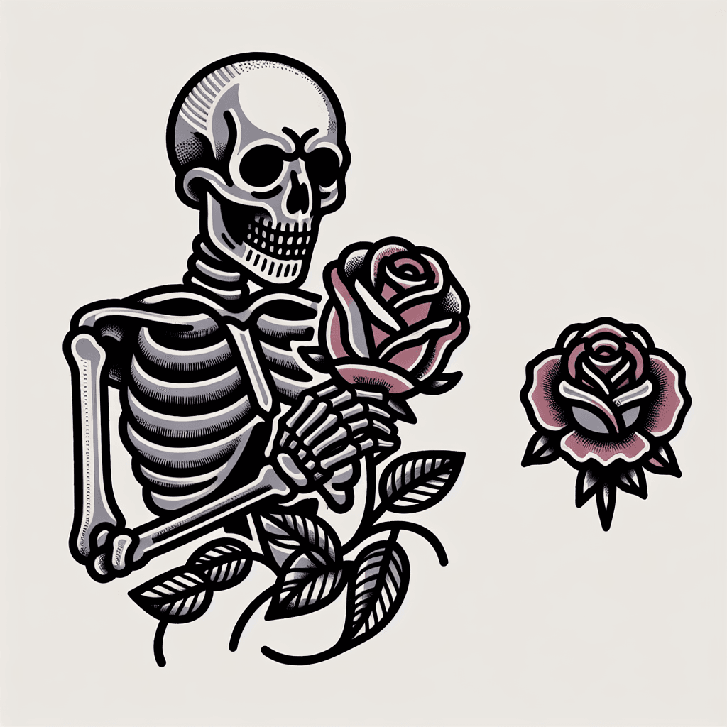 skeleton holding a rose