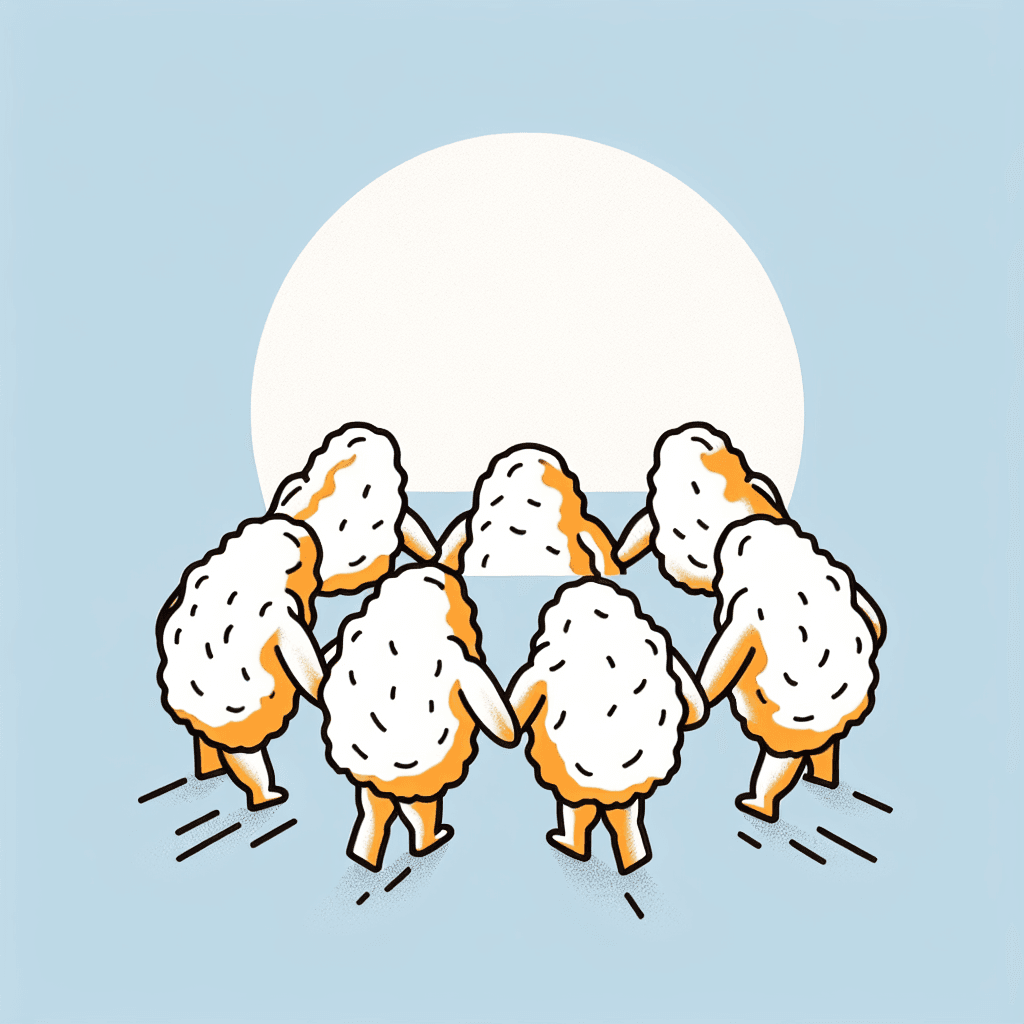 chicken nuggets having a team meeting