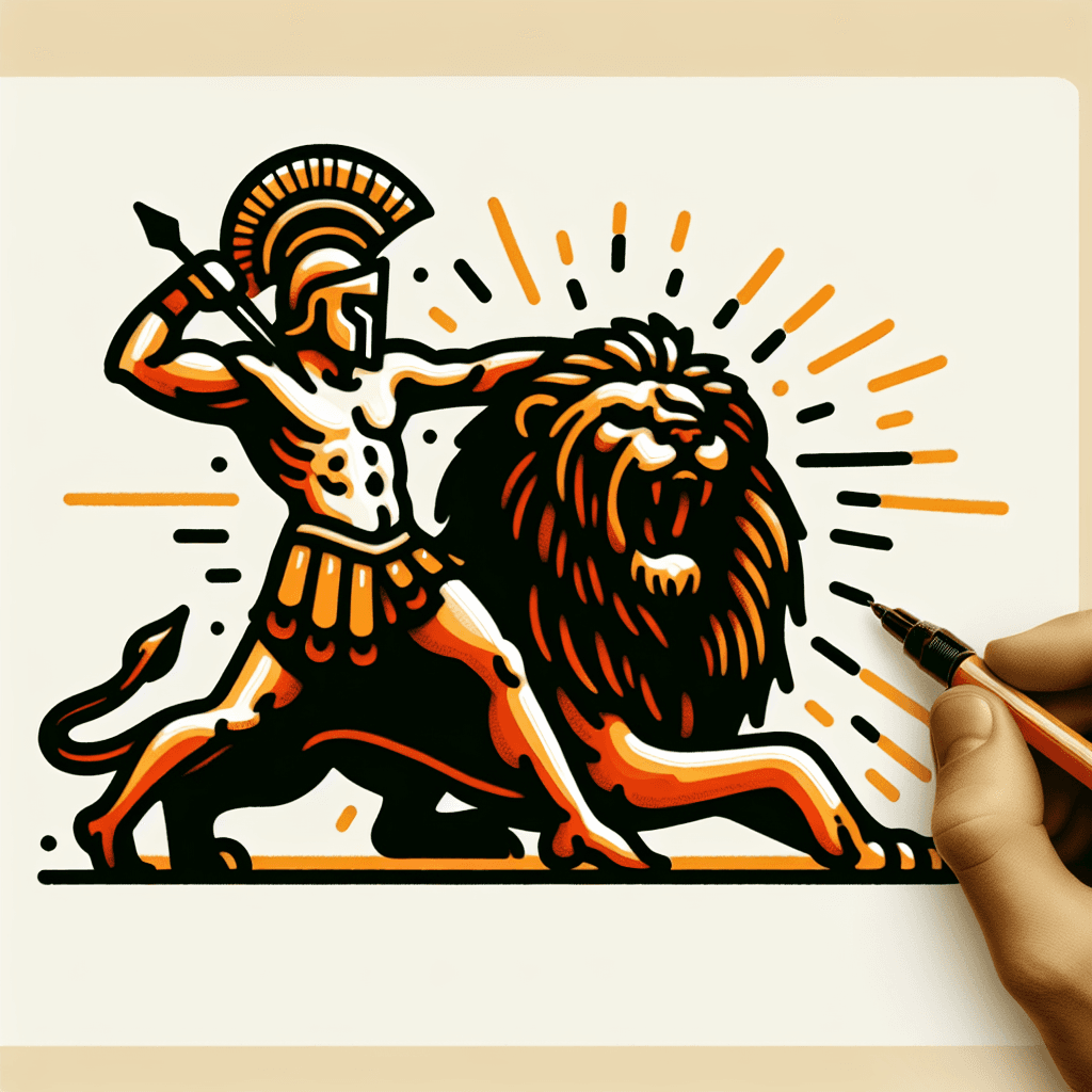 gladiator slaying lion