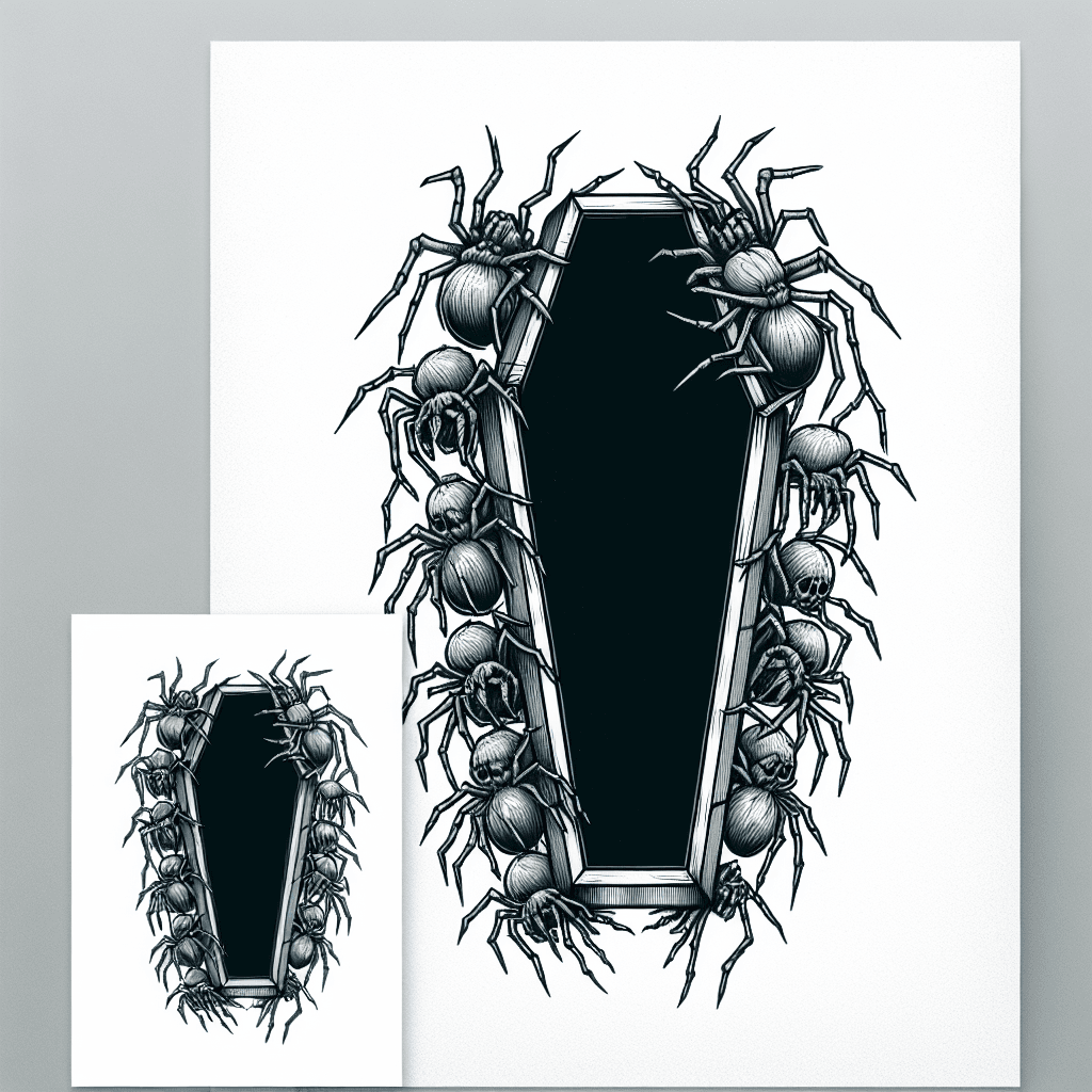 coffin covered in spiders