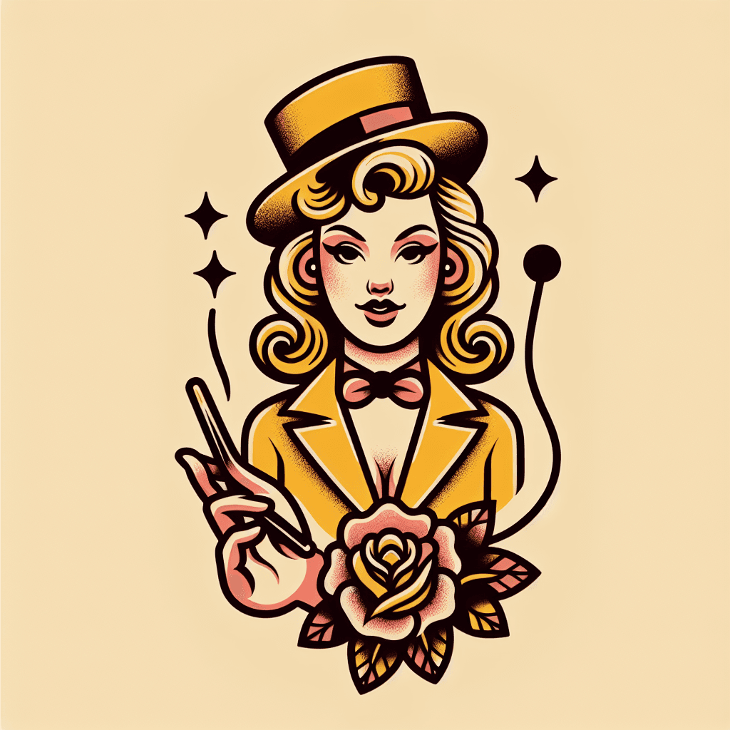 pin up girl dressed as a magician