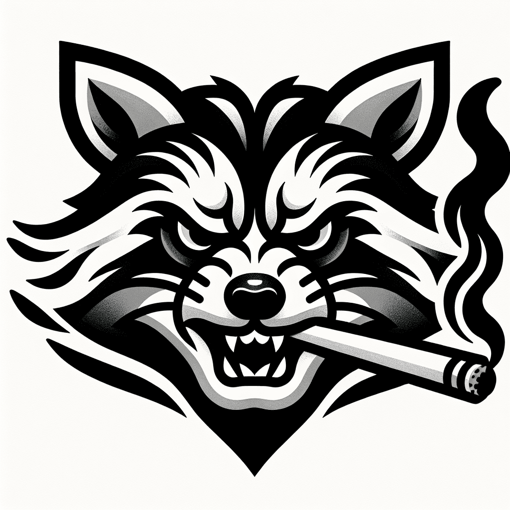 angry raccoon smoking a cigarette