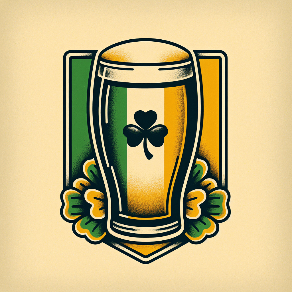irish flag behind pint of guinness