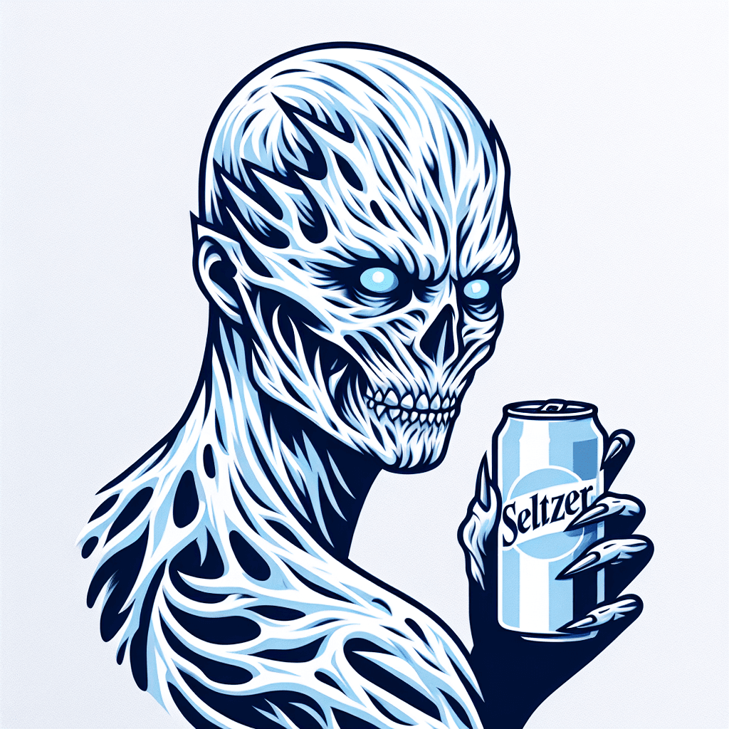 white walker holding a white claw seltzer