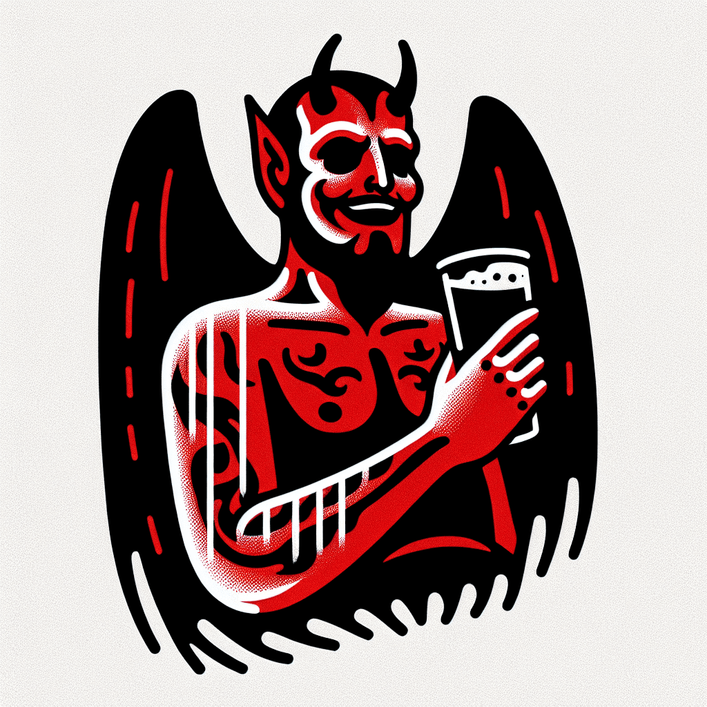 satan drinkin beer