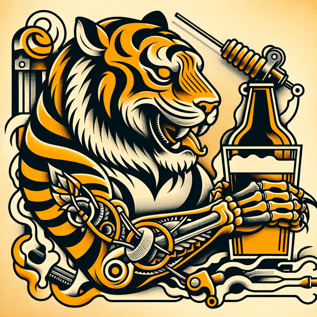 tiger drinking a beer