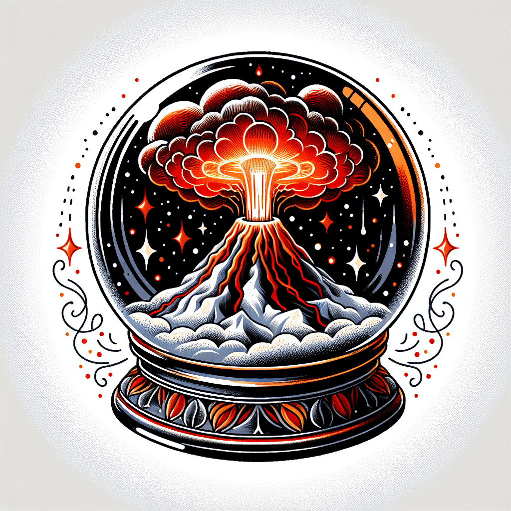 volcano inside of a snow globe