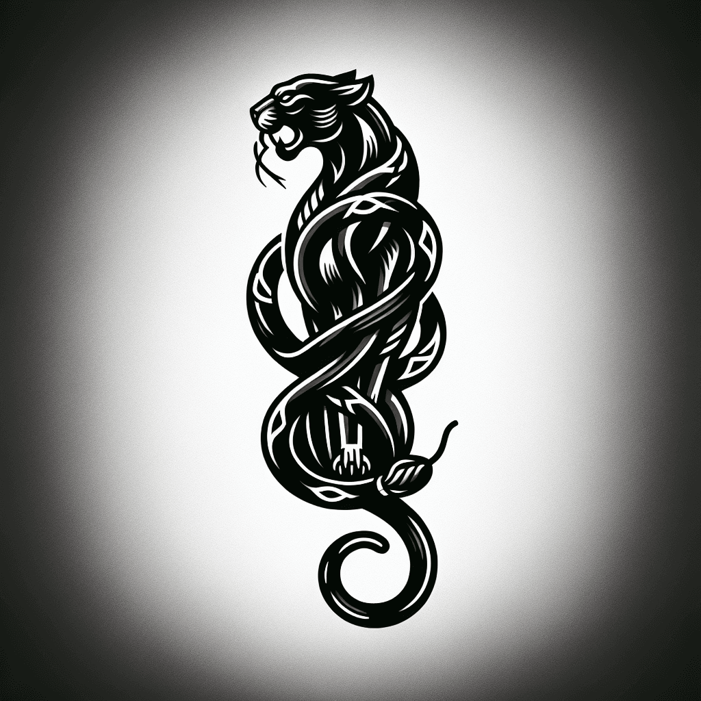panther body with a snake wrapped around it