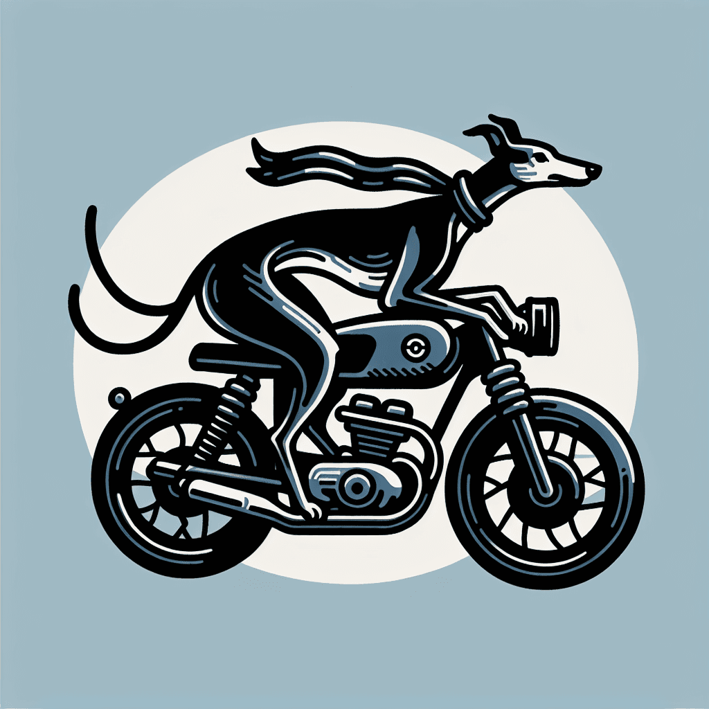 italian greyhound riding a motorcycle