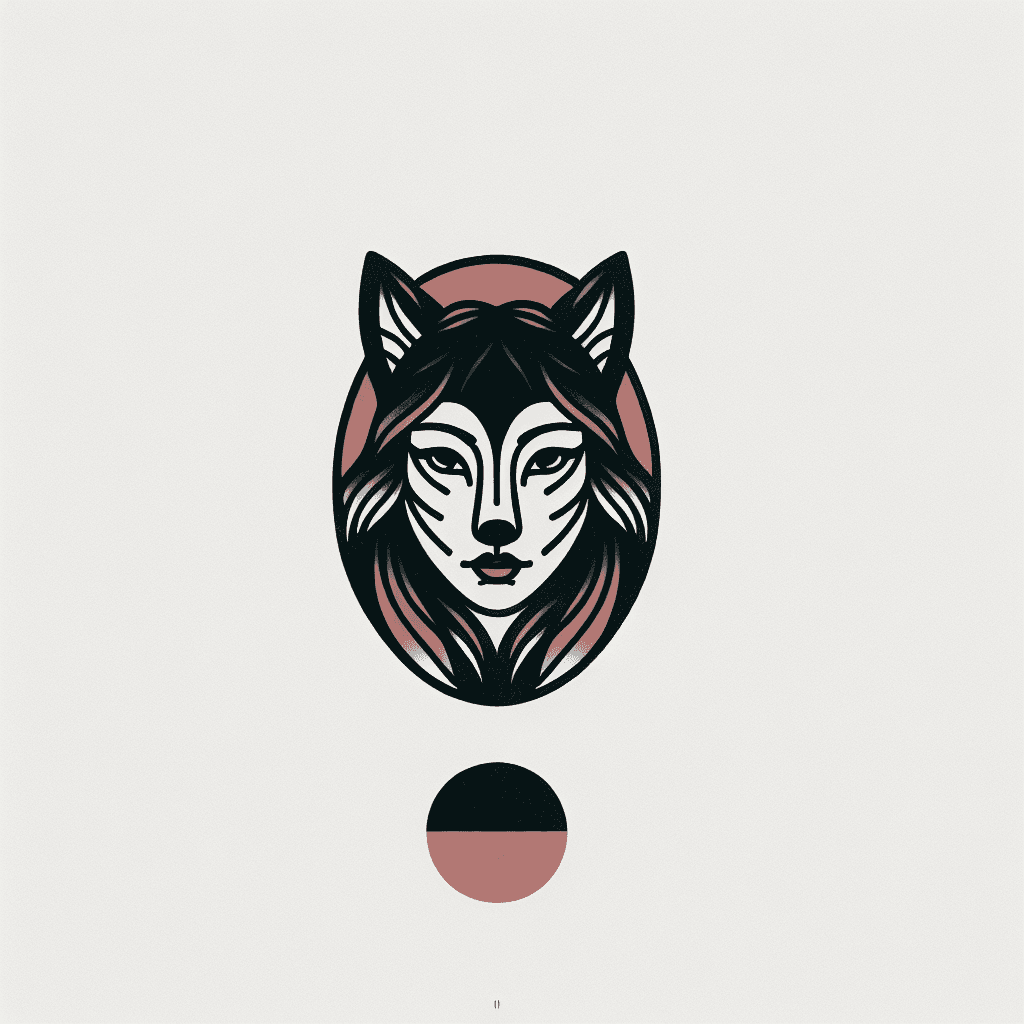 woman wearing a wolf head