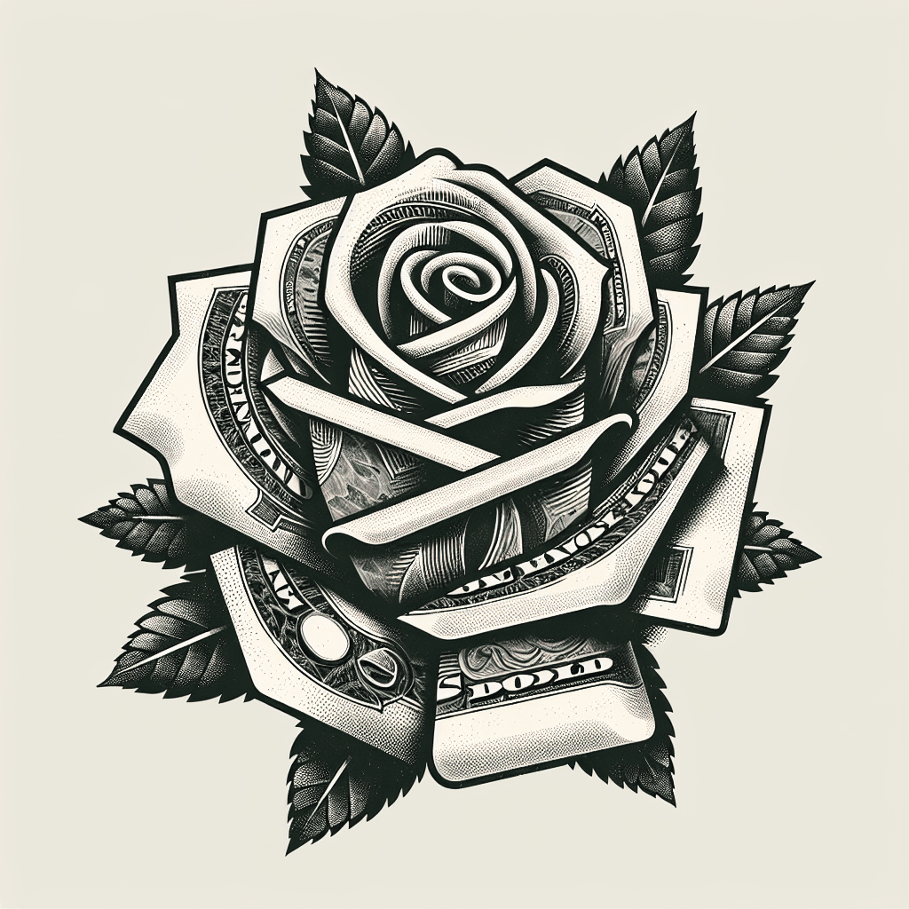 a rose made of money