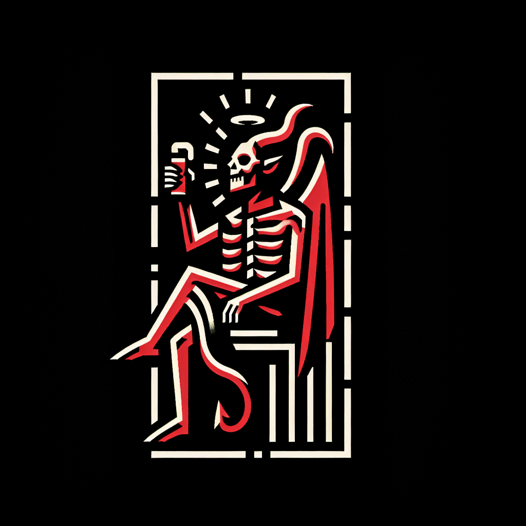 satan drinkin beer