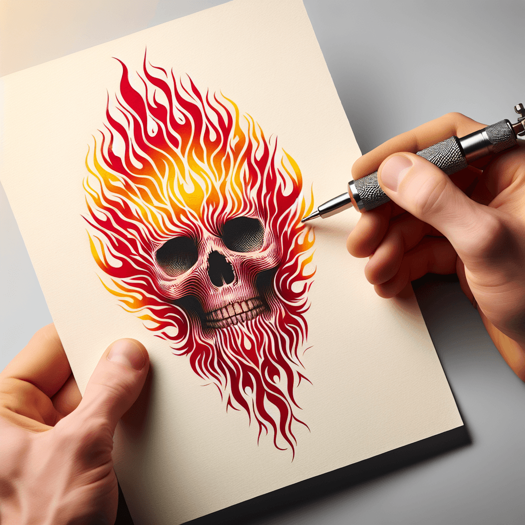 skull made of flames