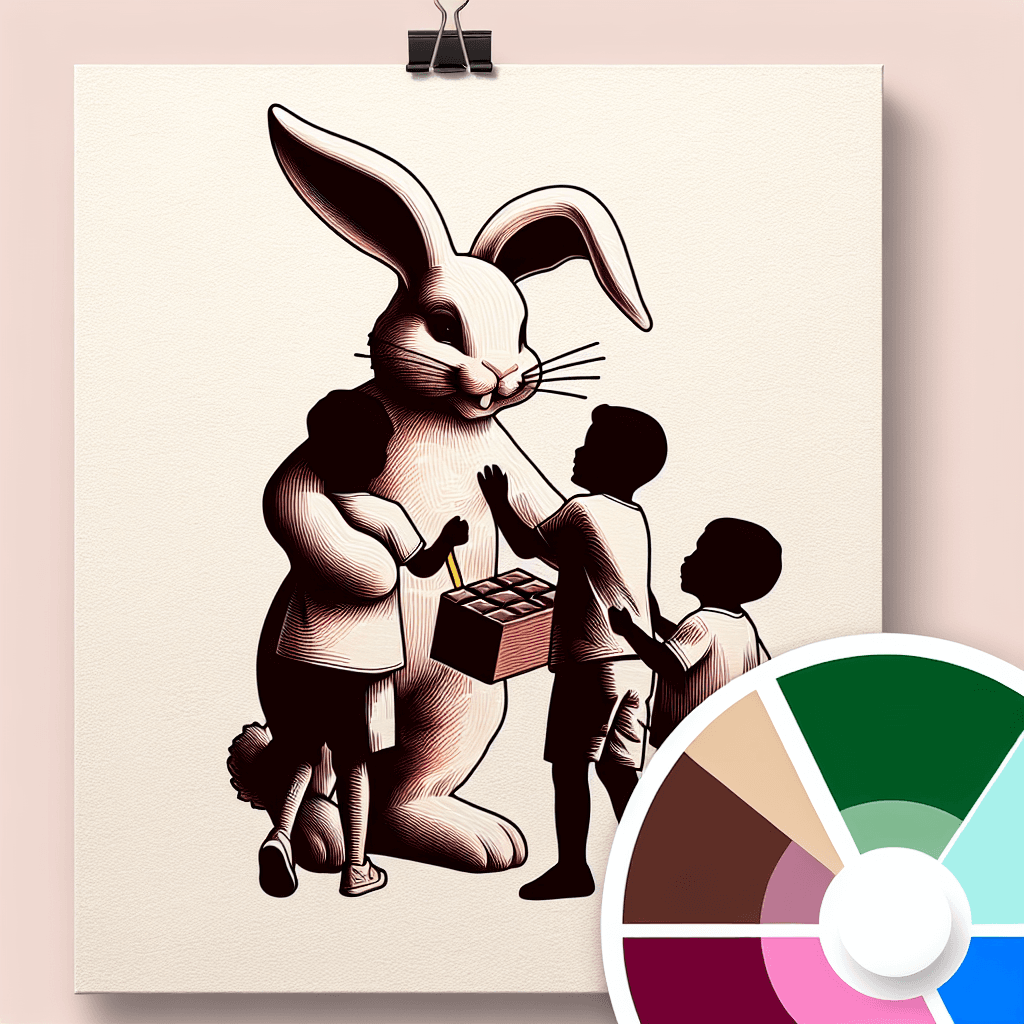 easter bunny selling chocolate to kids