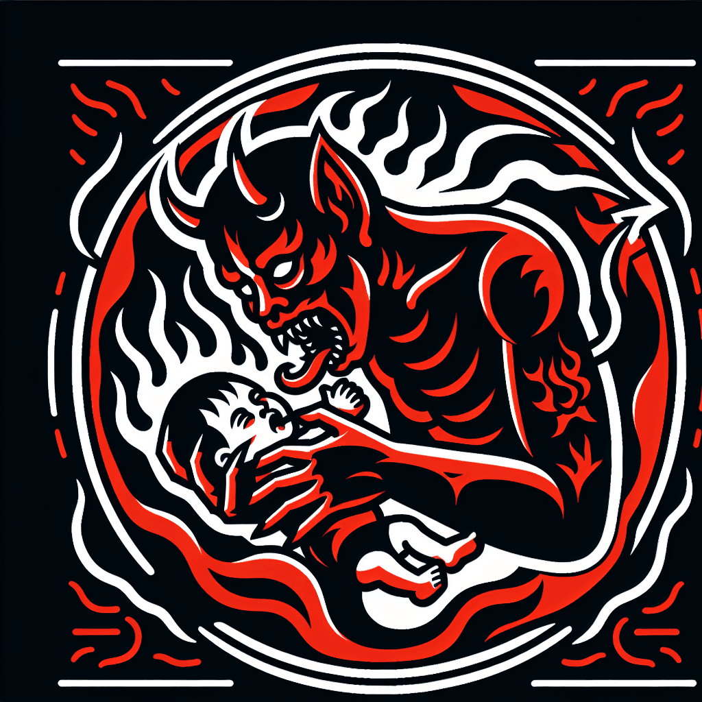 devil eating child's soul