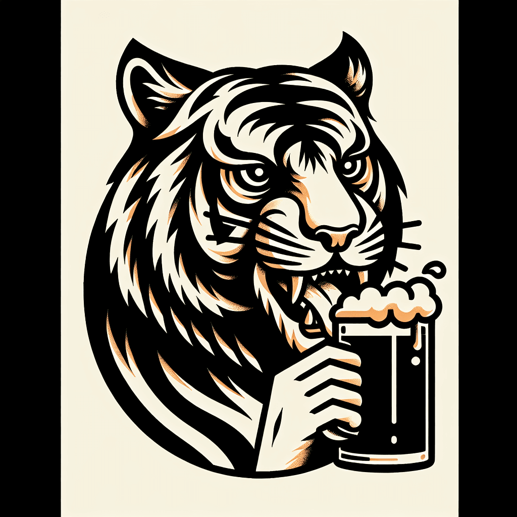 tiger drinking a beer