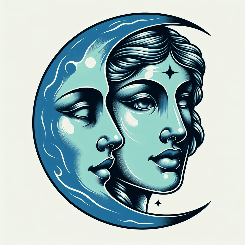 half moon half lady face