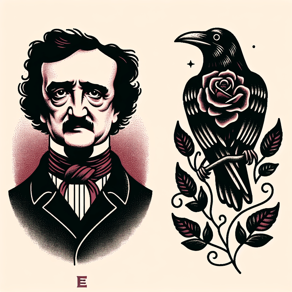 edgar allan poe pictured with a crow