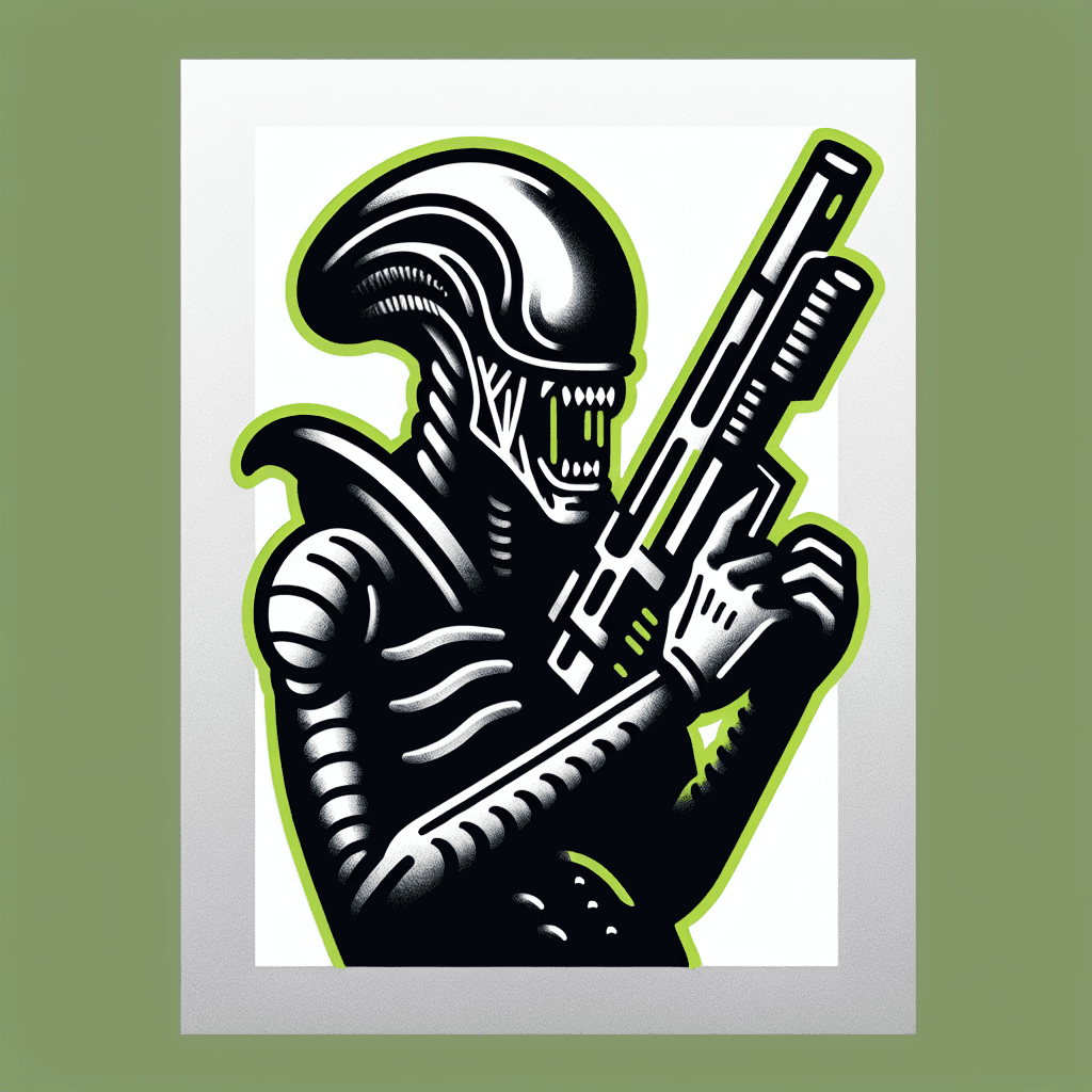 xenomorph second mouth holding a gun