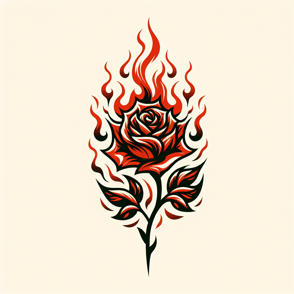 a rose made of flames