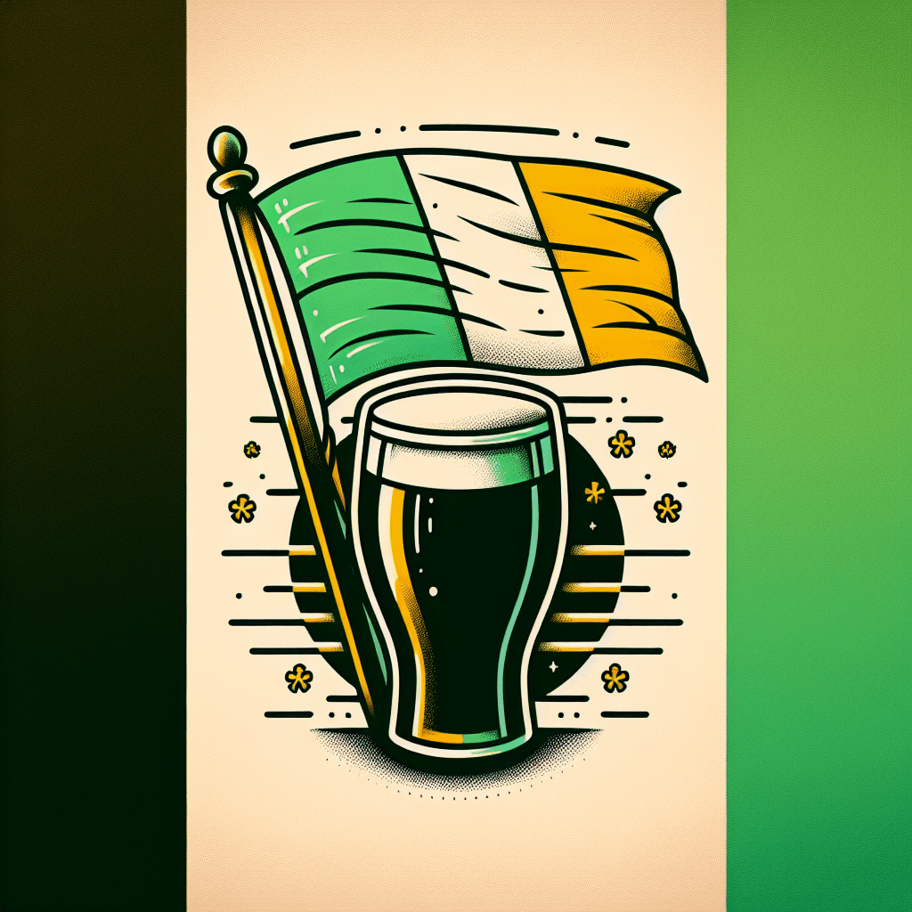 irish flag behind pint of guinness