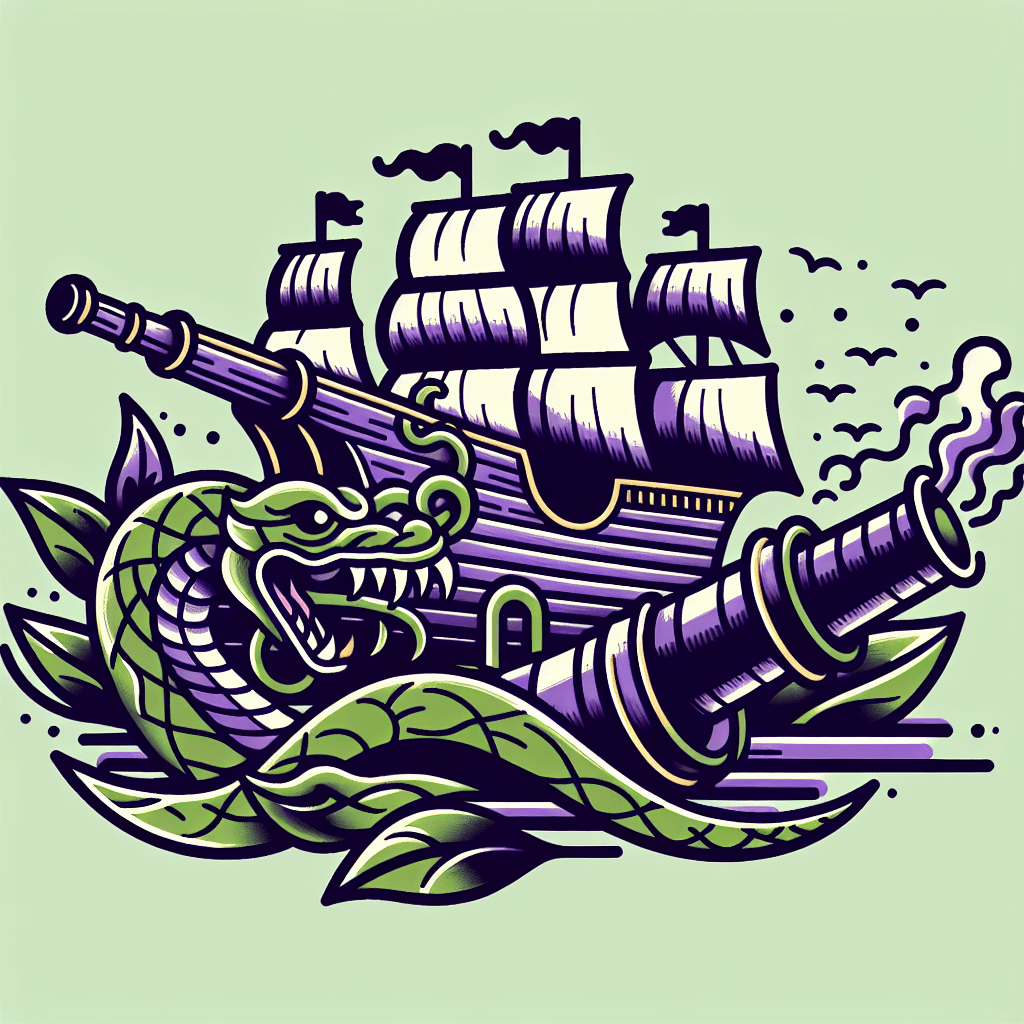 poisonous looking pirate ship with canons