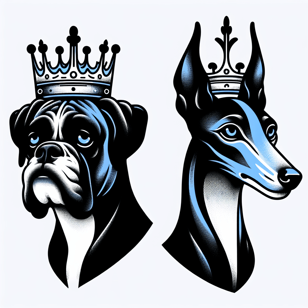 boxer dog and italian greyhound as kings