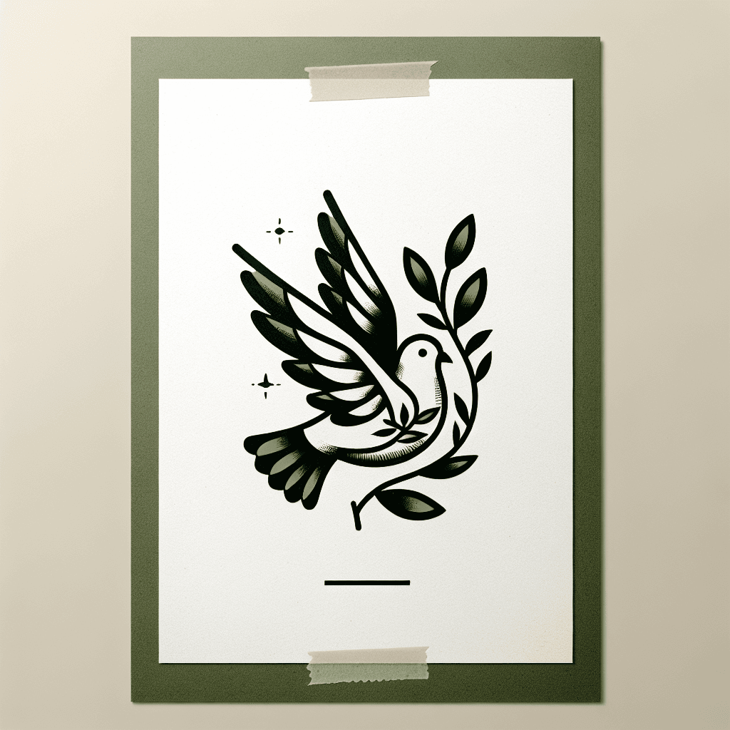 dove holding an olive branch in its beak