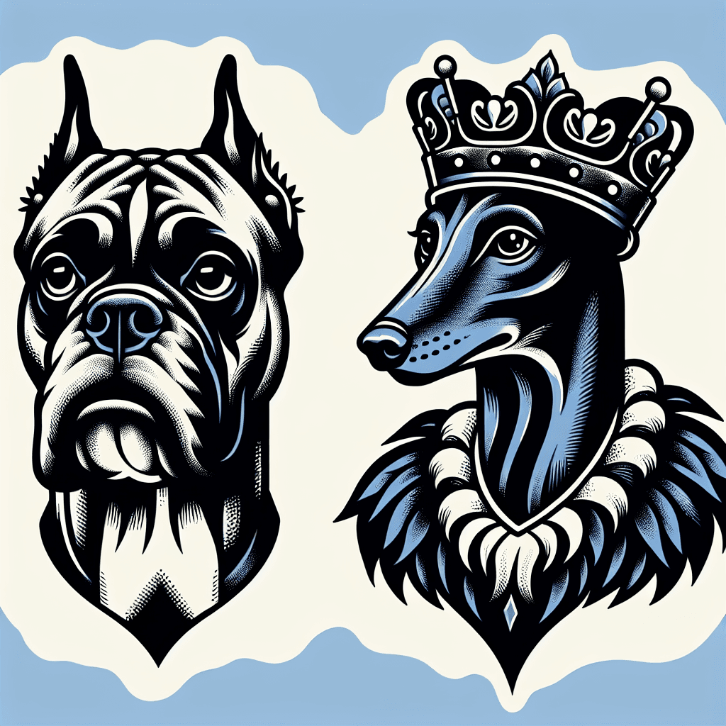 boxer dog and italian greyhound as kings