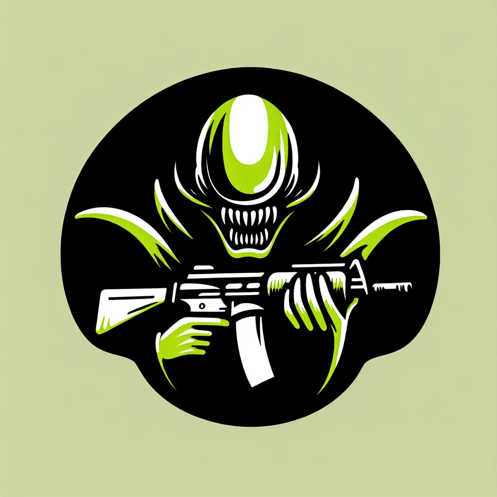 xenomorph’s mouth holding a gun