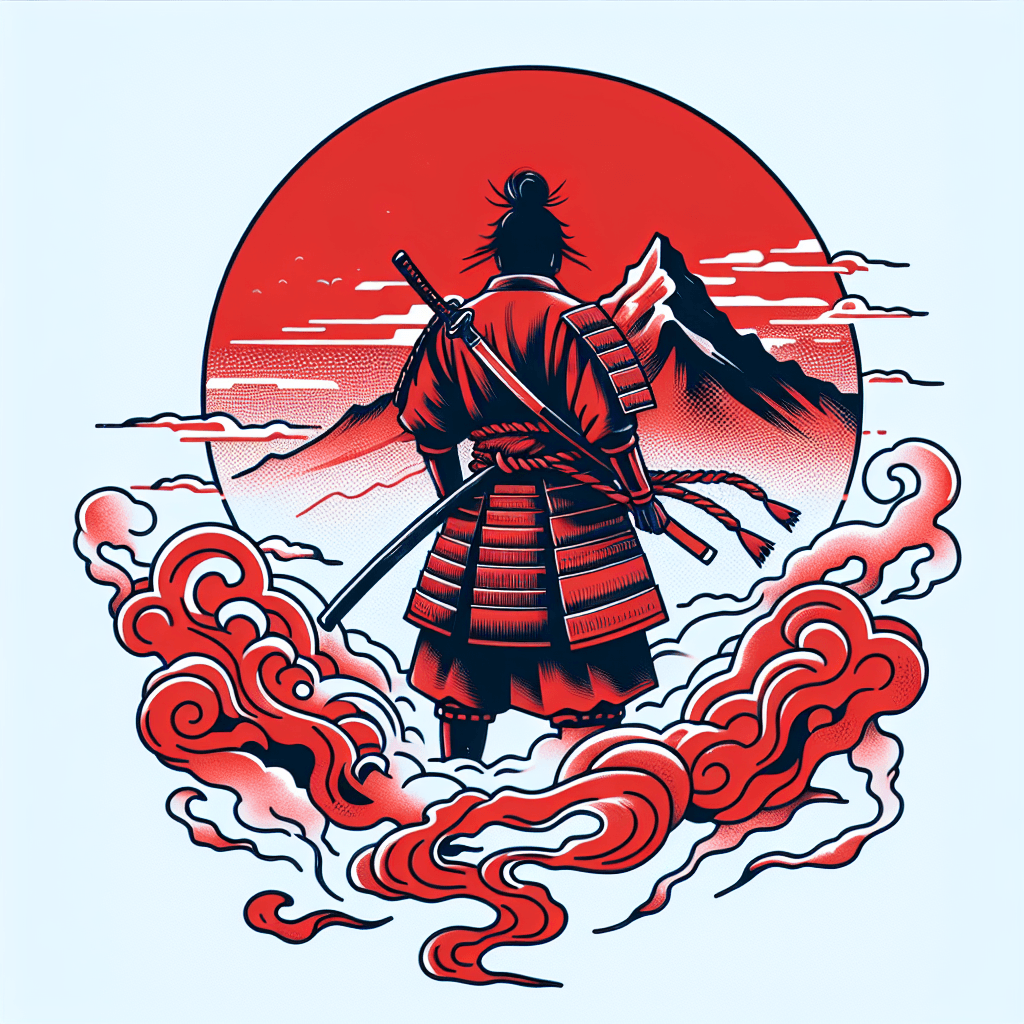 samurai standing on smoky mountain