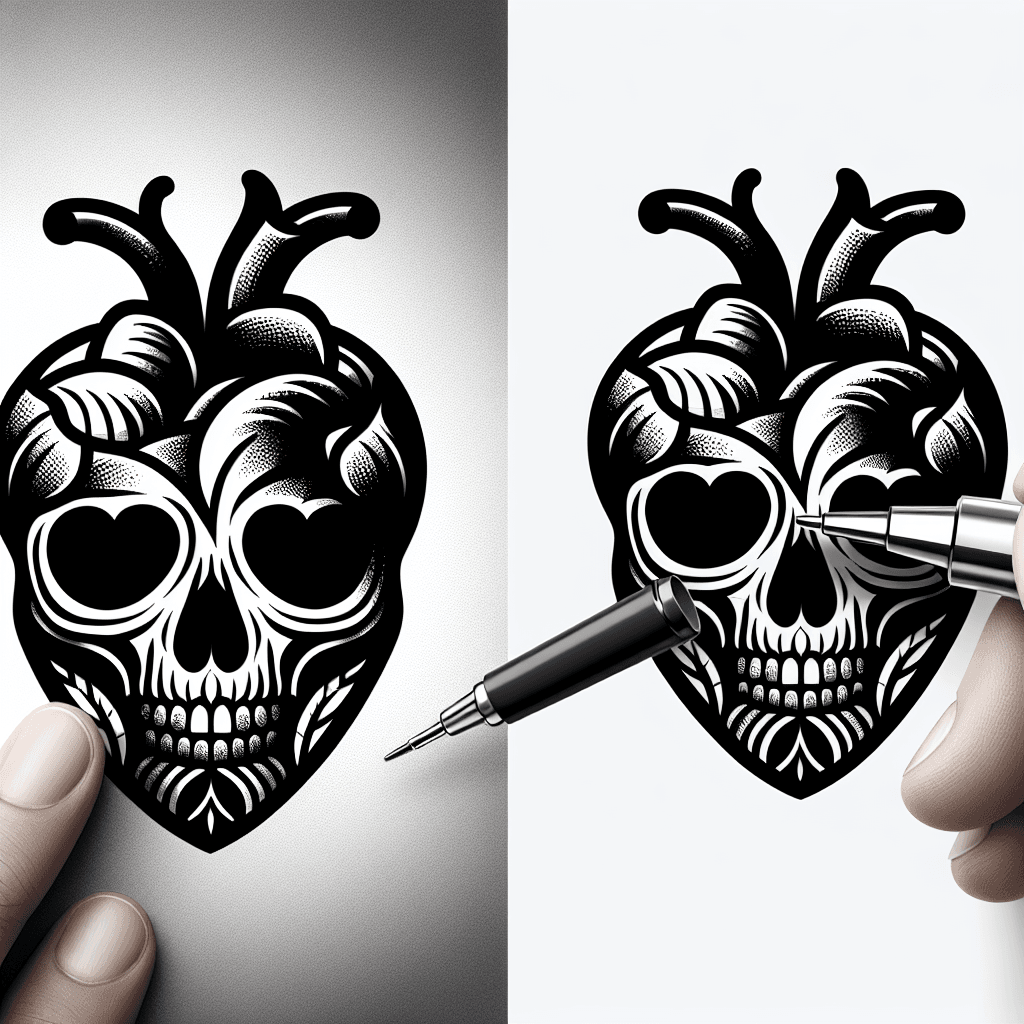 skull in the shape of a heart