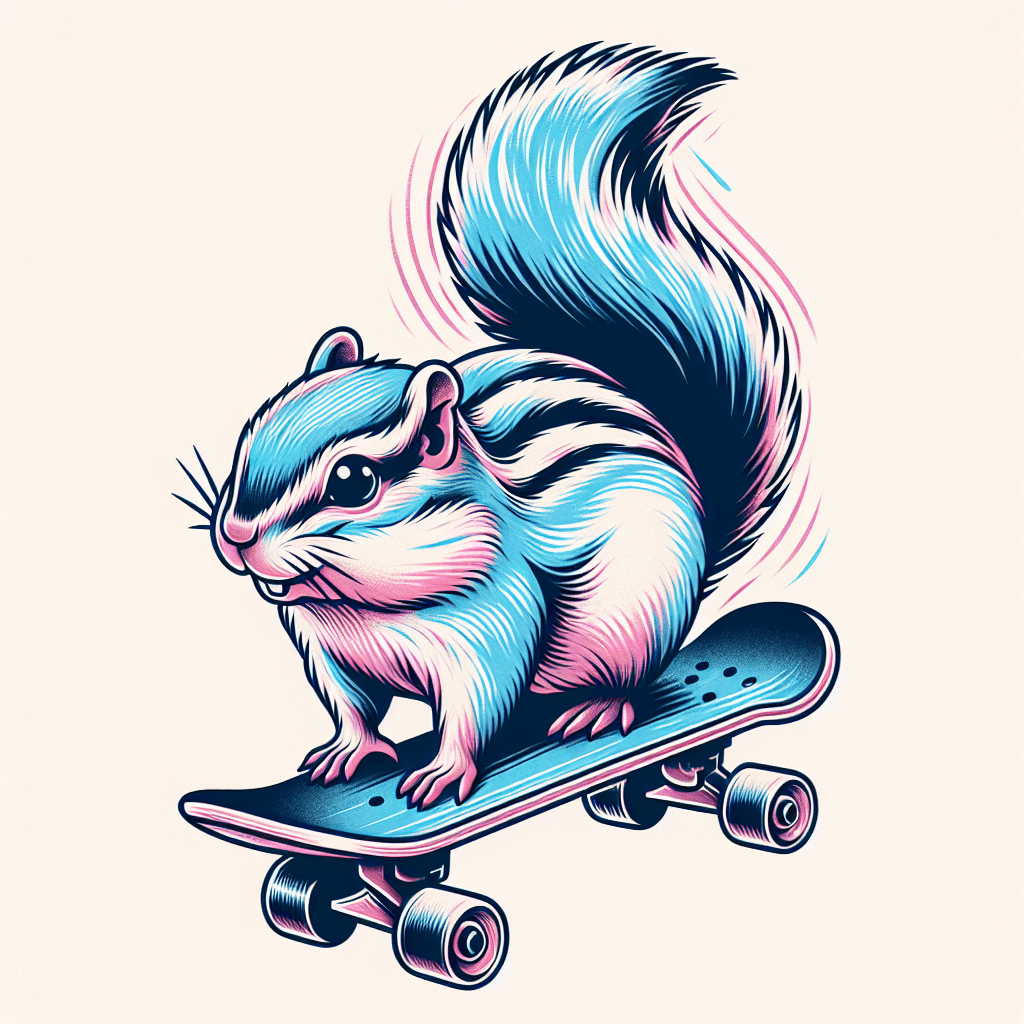 a chipmunk skateboarding