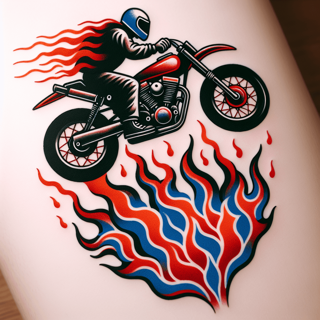 a motorcycle jumping over flames