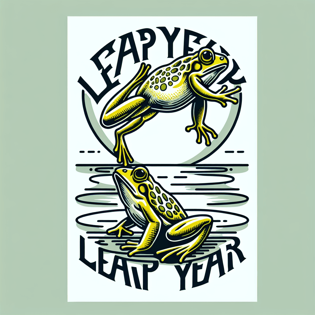 frog leaping over another frog with the words leap year