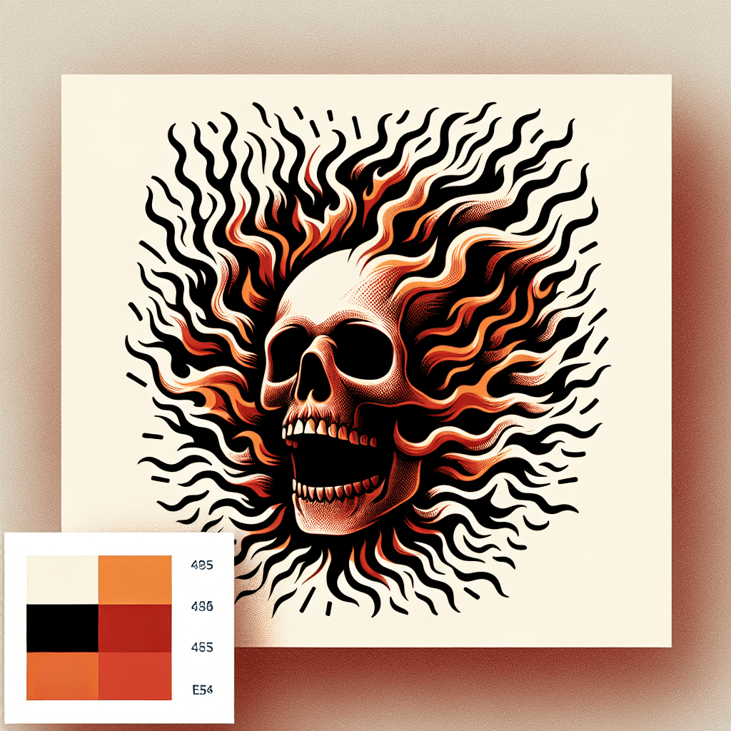 exploding skull with flames